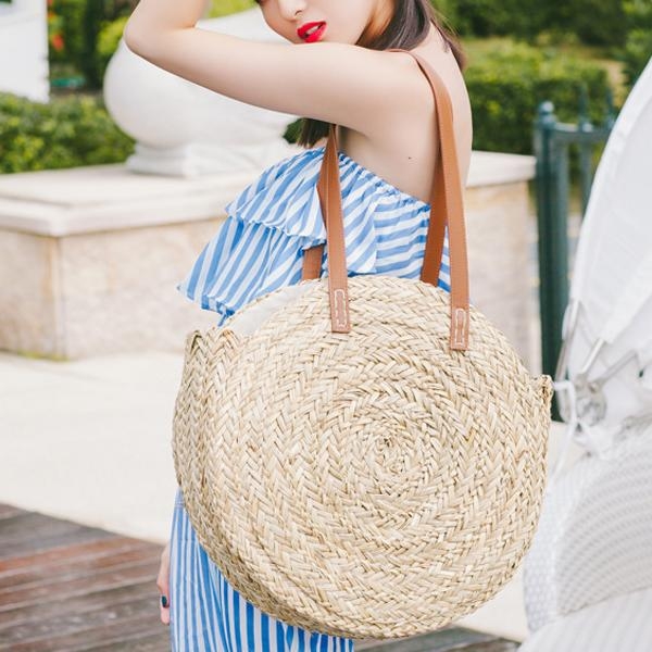 Circle Straw Beach Bags Summer Travel Shoulder Bags