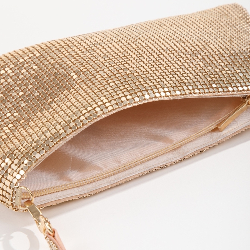 Golden Sequin Clutch Bag Sparkly Top Handle Evening Clutches