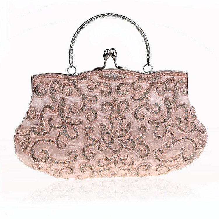 Blush Beading Embroider Clutch Bags Vintage Evening Bags