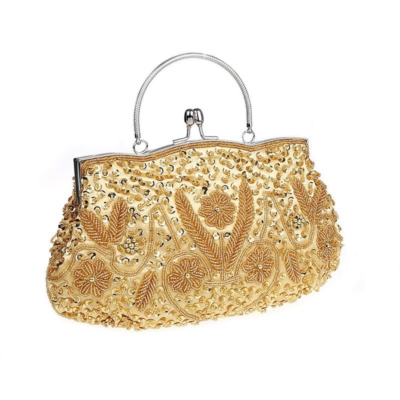 Silver Beading Chain Clutch Bags