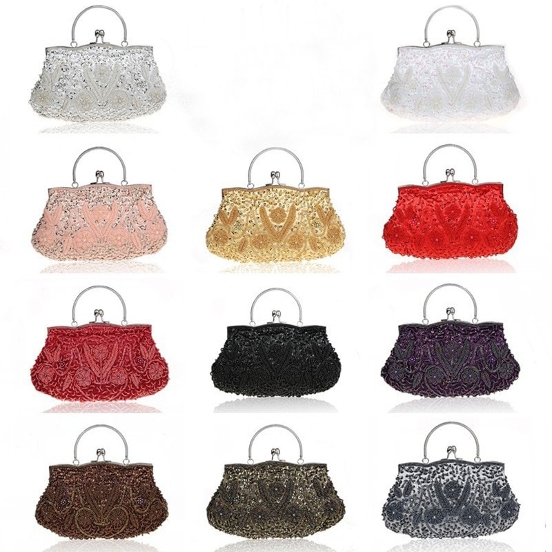 Red Beading Chain Clutch Bags
