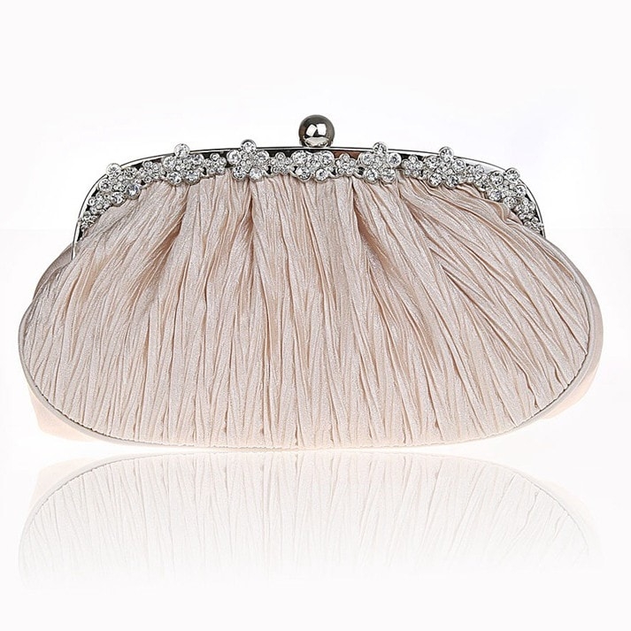 Ivory Clutch Bag Rhinestone Hand Purse Elegant Evening Bag