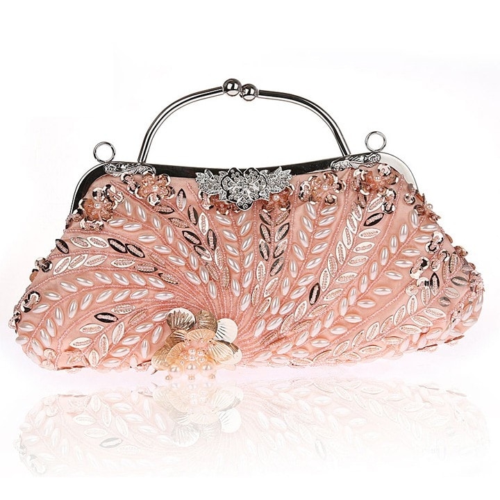 Silver Flower Beading Luxury Clutch Bags Evening Bags