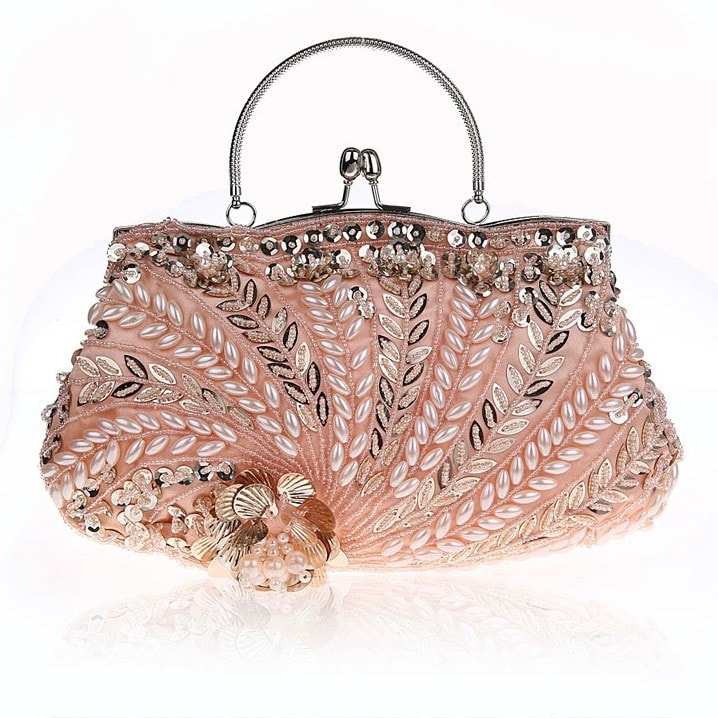 Green Sequined Shell Style Evening Bag 
