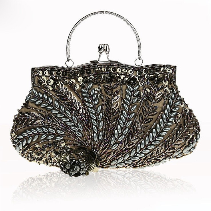 Green Sequined Shell Style Evening Bag 