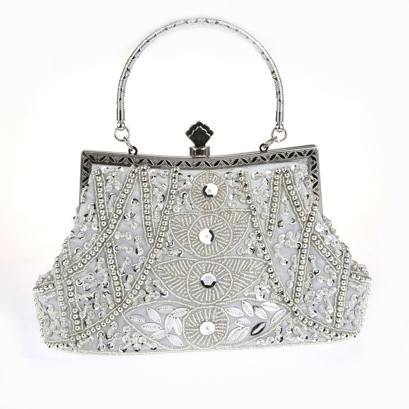 Grey Beading Evening Bags Clutch Bags