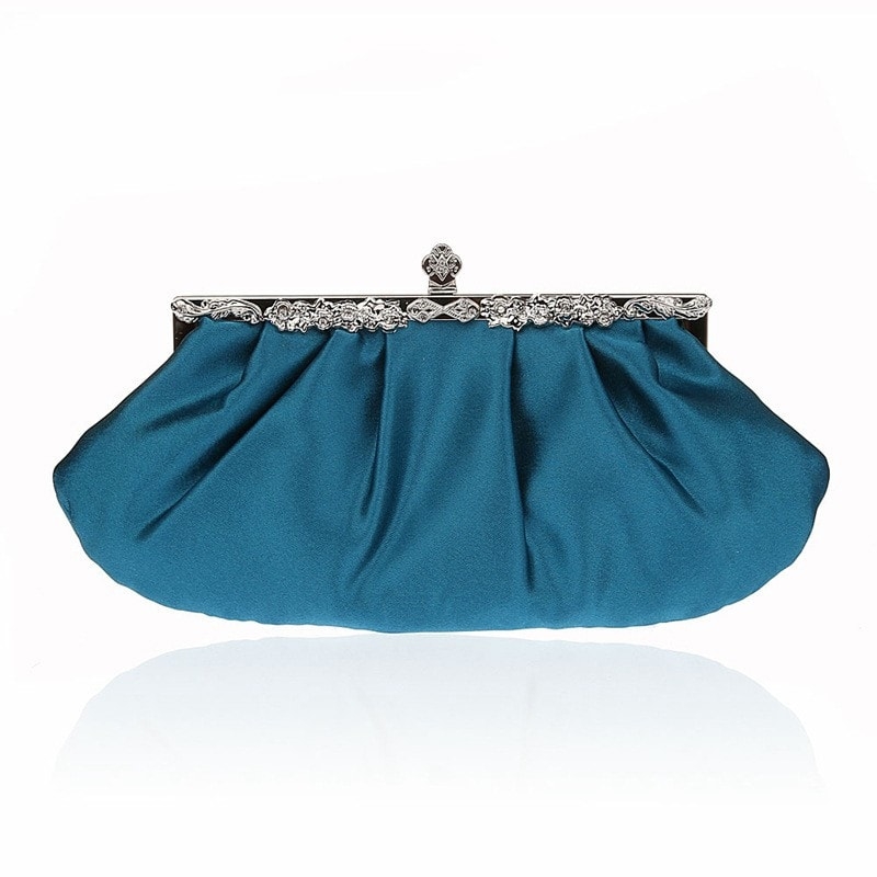 Navy Satin Clutch Purse for Special Occasion
