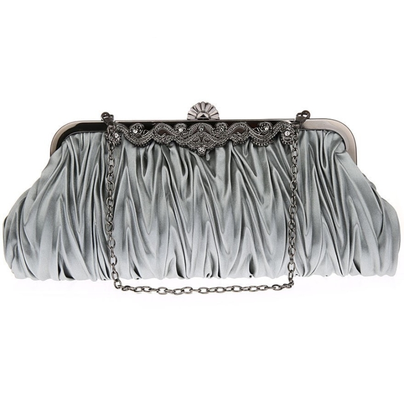 Grey Polyester Clutch Bags