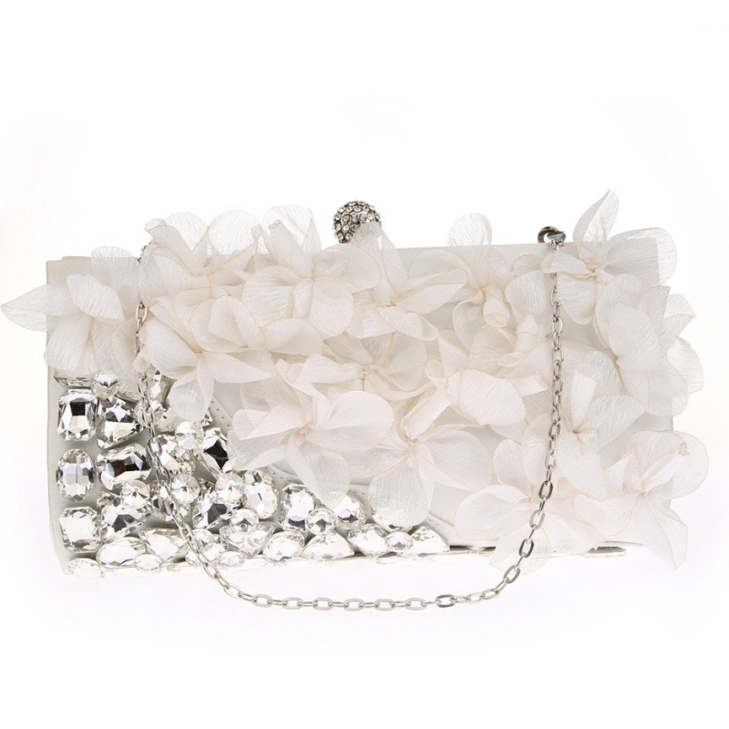 Pink Flower Crystal Clutch Bags Evening Bags