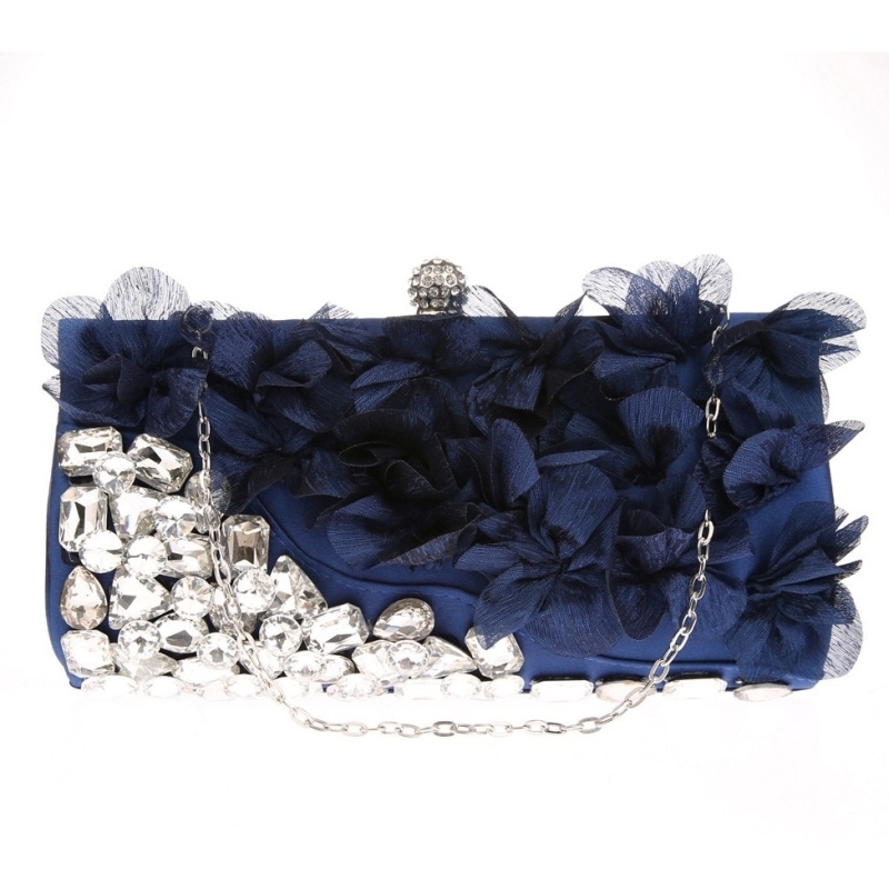 White Flower Crystal Clutch Bags Evening Bags