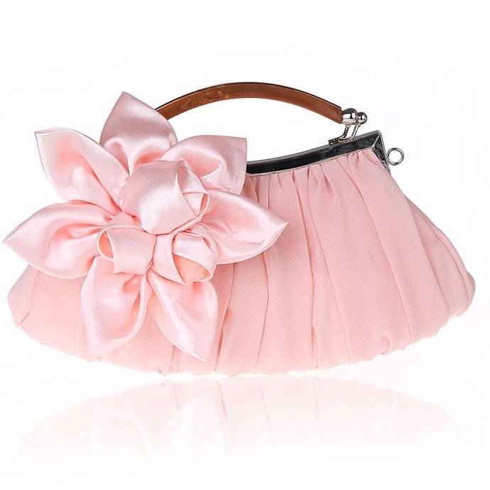 Pink Flower Decorated Clutch Bags