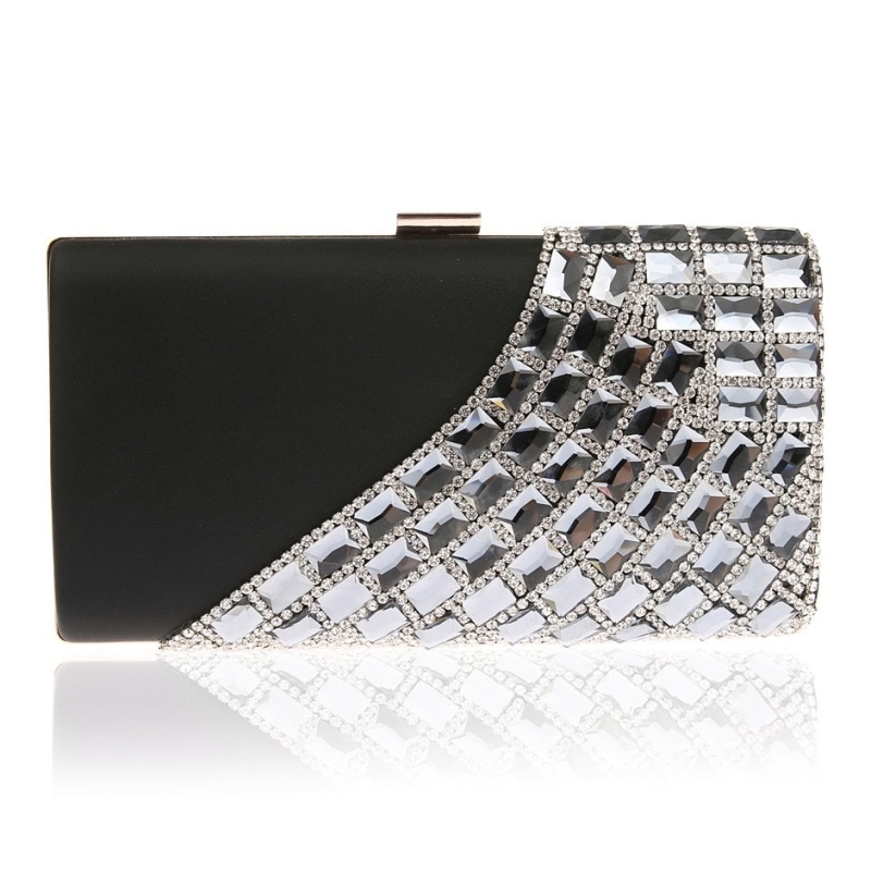 White Crystal and Rhinestones Clutch Bag Evening Bags
