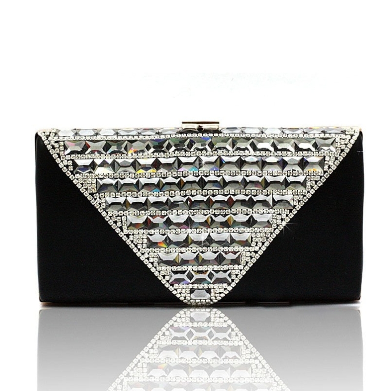 Silver Box Clutch Envelope Rhinestone Evening Hand Purse for Party