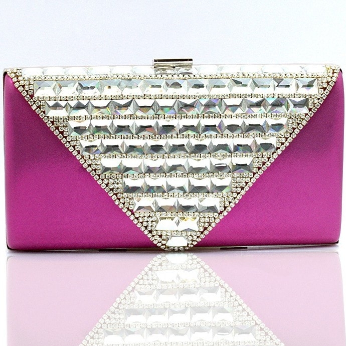 Royal Blue Box Clutch Envelope Rhinestone Evening Hand Purse for Party