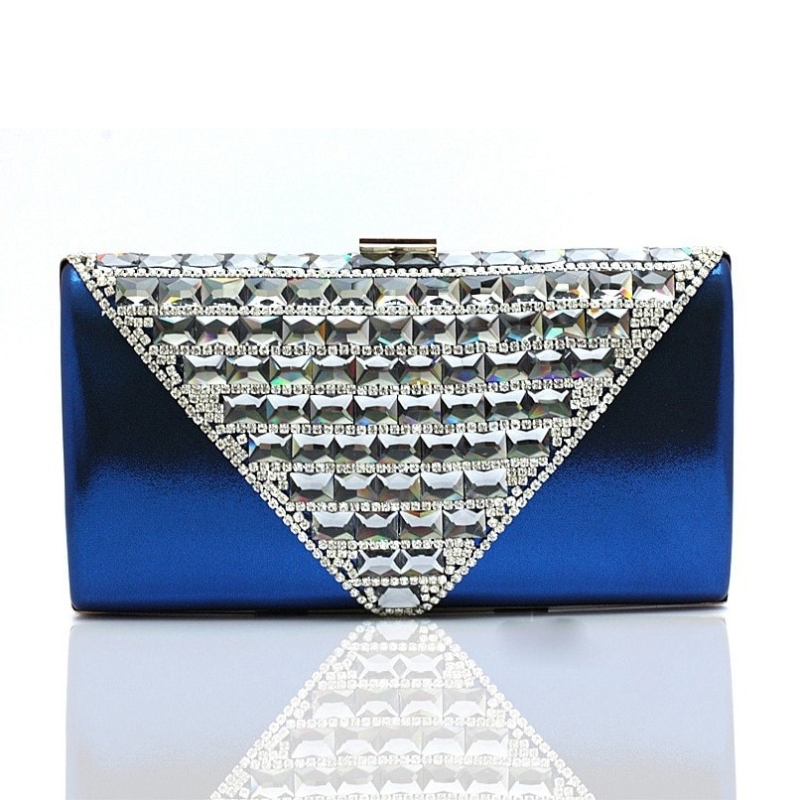 Silver Box Clutch Envelope Rhinestone Evening Hand Purse for Party