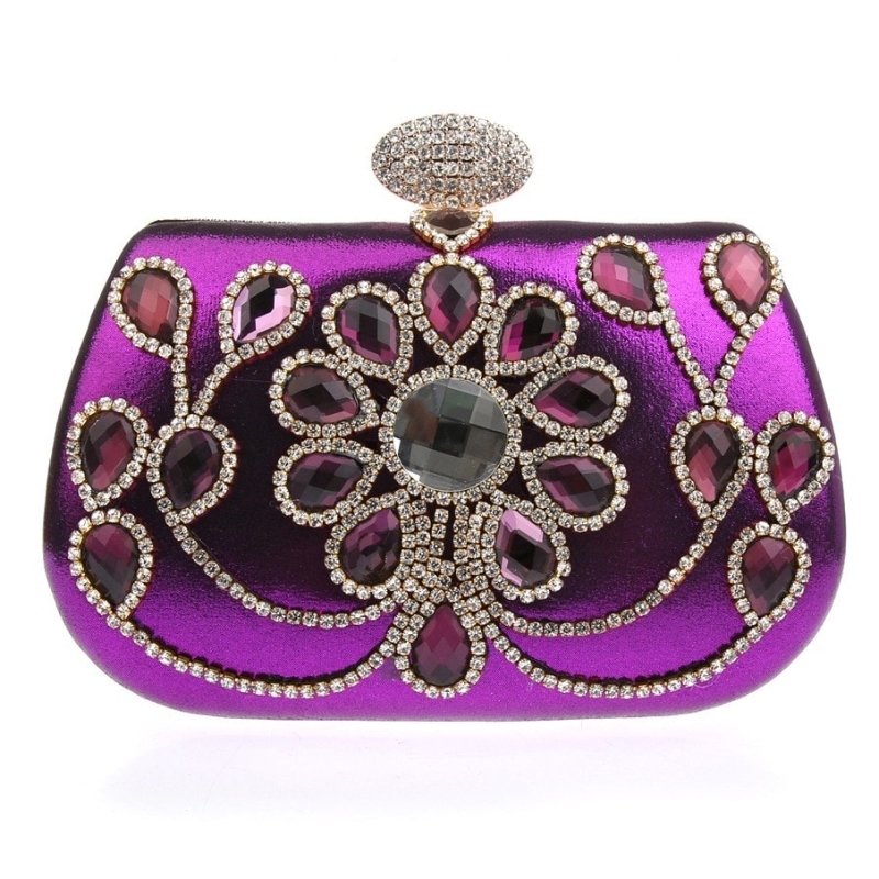 Pink Evening Bag Flower Rhinestone Luxury Clutch Bag for Party
