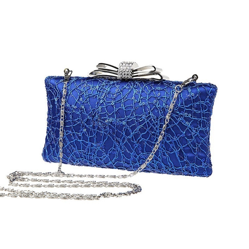 Royal Blue Sequined Evening Clutch Purse 