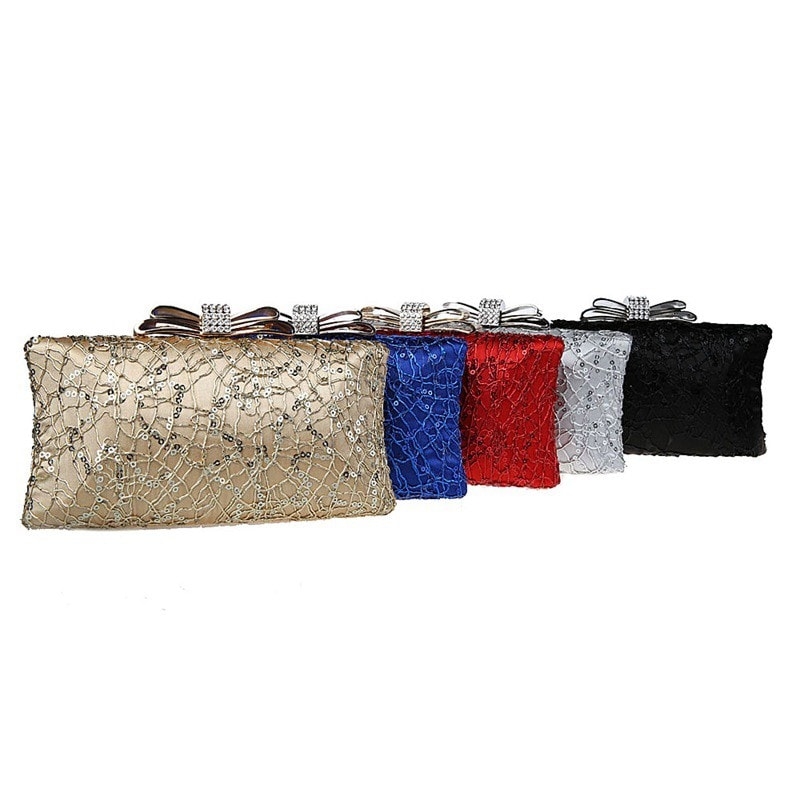 Red Sequined Evening Clutch Purse 