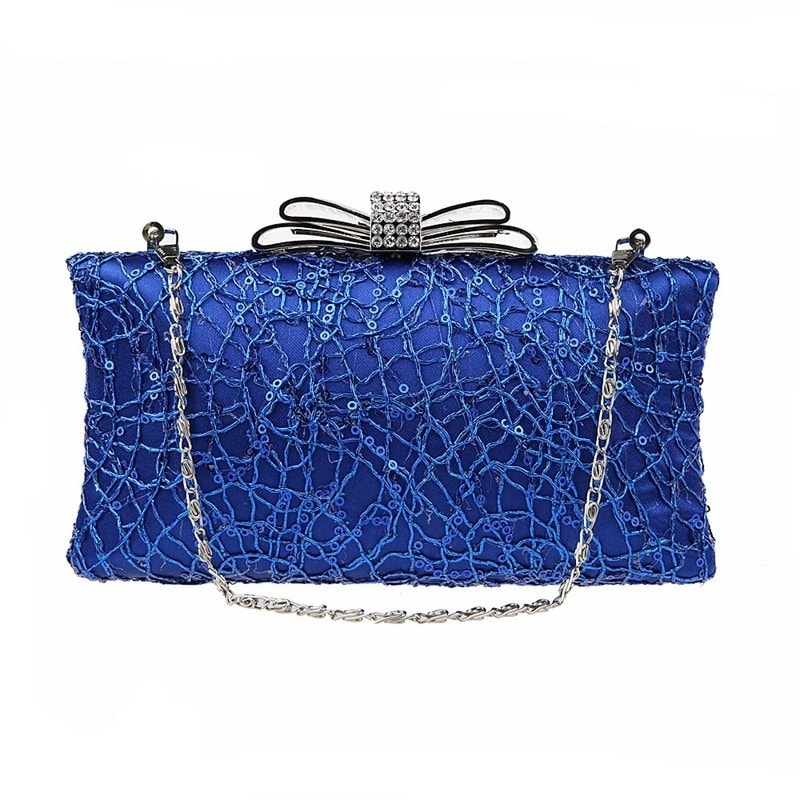 Royal Blue Sequined Evening Clutch Purse 