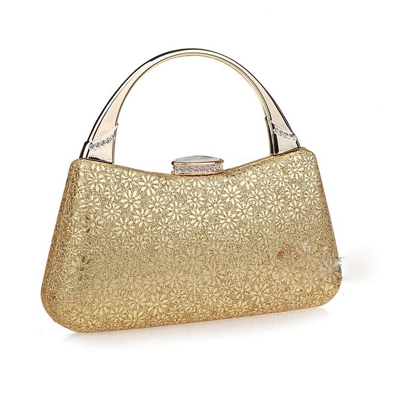 Gold Floral Evening Bag Rhinestone Fashion Handbag