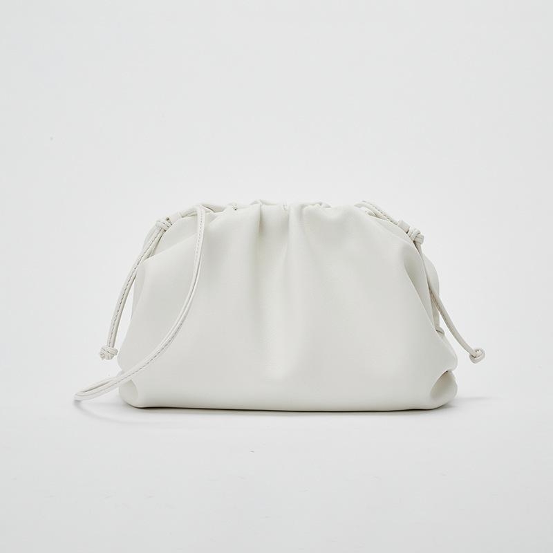 White Genuine Leather Pouch Bag Magnetic Slouchy Clutches