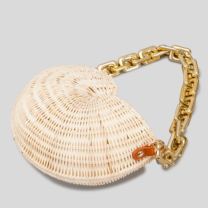Summer Golden Chian Conch Rattan-weaved  Beach Bag