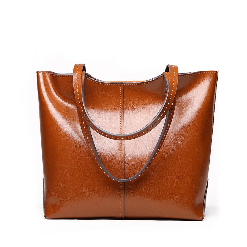 Tan Leather Tote Bags for Lady