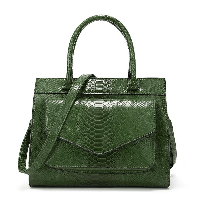 Black Python Print Vegan Leather Handbags Shoulder Bags