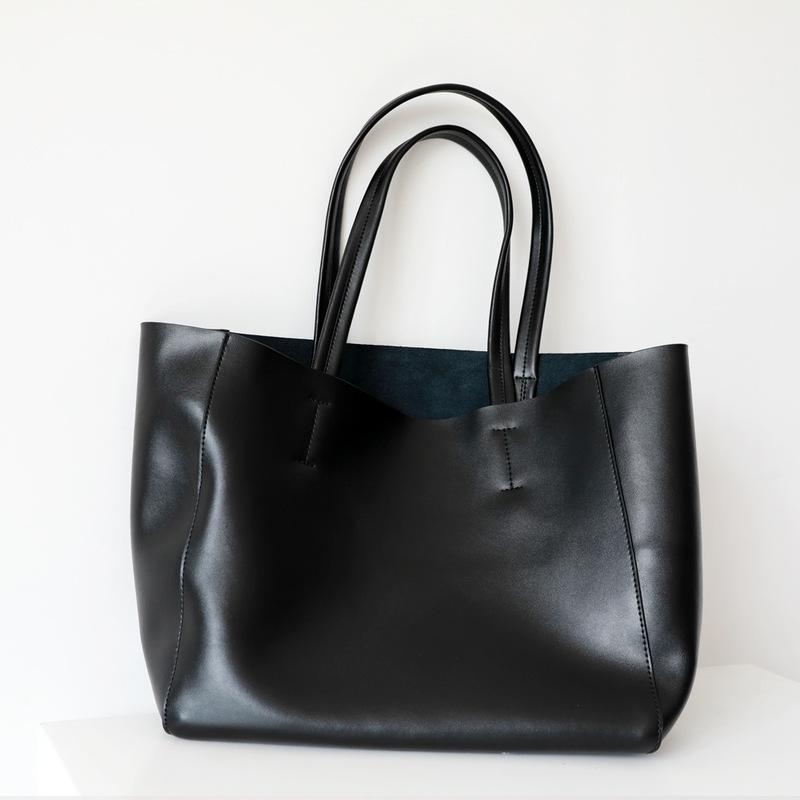 Black Soft Leather Daily Tote Bags | Baginning