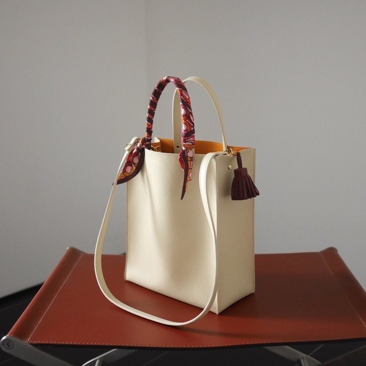 Ivory Scarve Tassel Charm Shoulder Bag Simple Side Bag Office Handbag 
