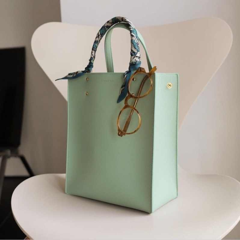 Grey Scarves Tassel Charm Shoulder Bag Simple Side Bag Office Handbag 