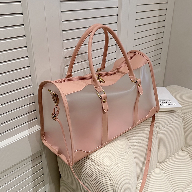 Pink Transparent Top Handle Tote Bag Zip Crossbody Clear Sport