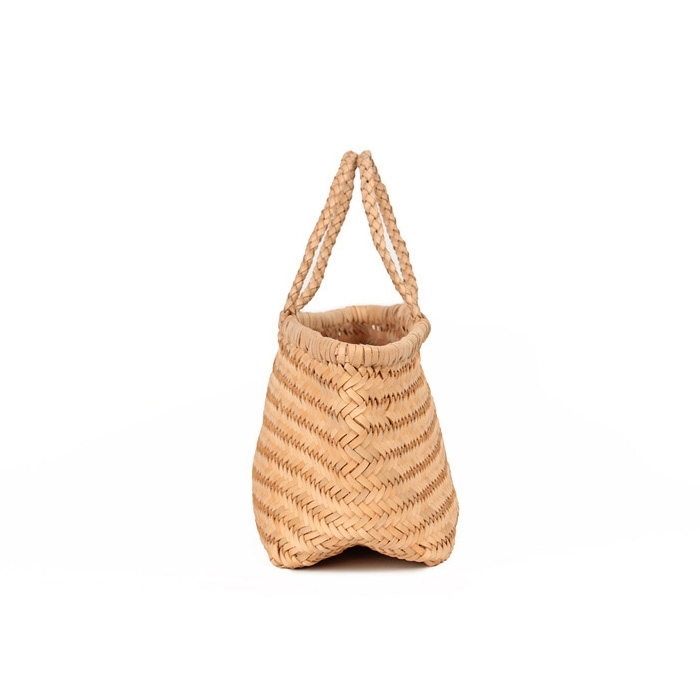 Natural Color Cow Leather Woven Tote Handbags