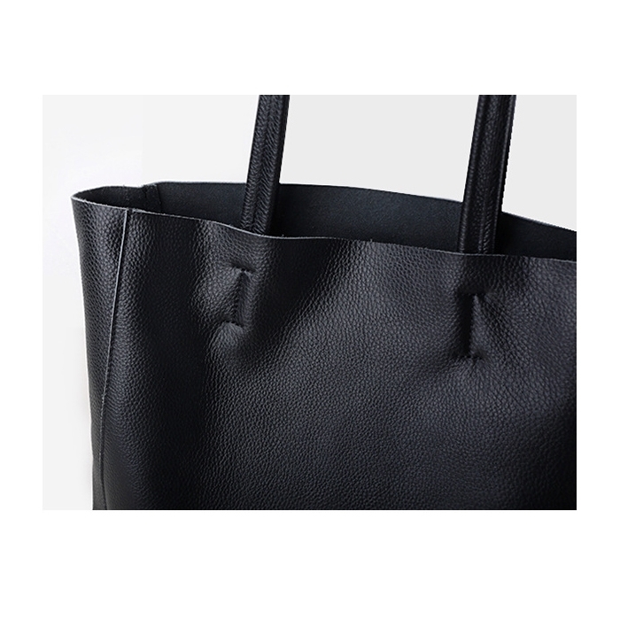 Grey Vertical Soft Leather Tote Bag for Women 