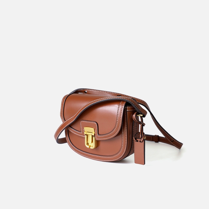 Women Vintage Small Saddle Shoulder Bags Pu Leather Crossbody Bag