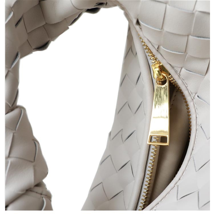 Ivory White Leather Woven Handbags