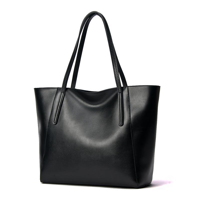 Black Cow Leather Tote Bag Large Shoulder Bags