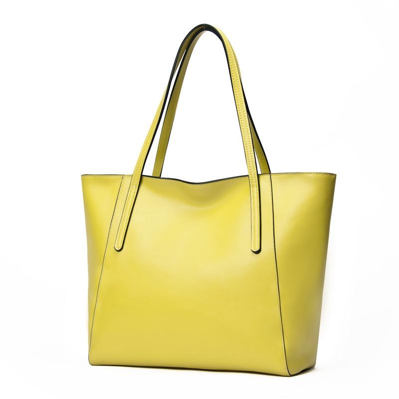 Yellow Leather Tote Bag Large Shoulder Bags