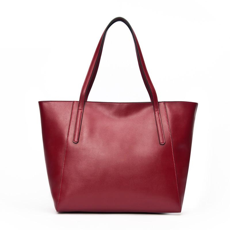 Burgundy Leather Tote Bag Large Shoulder Bags | Baginning