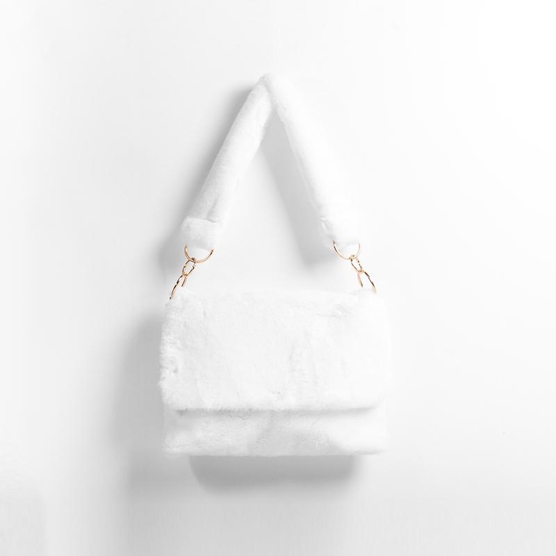 White Faux Fur Shoulder Bags