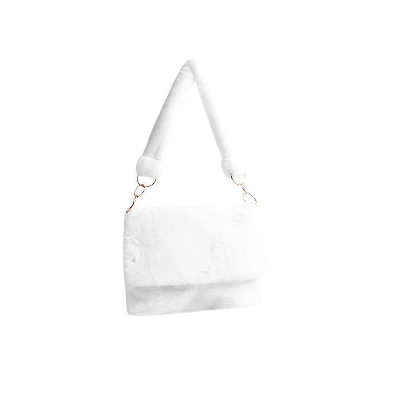 White Faux Fur Shoulder Bags
