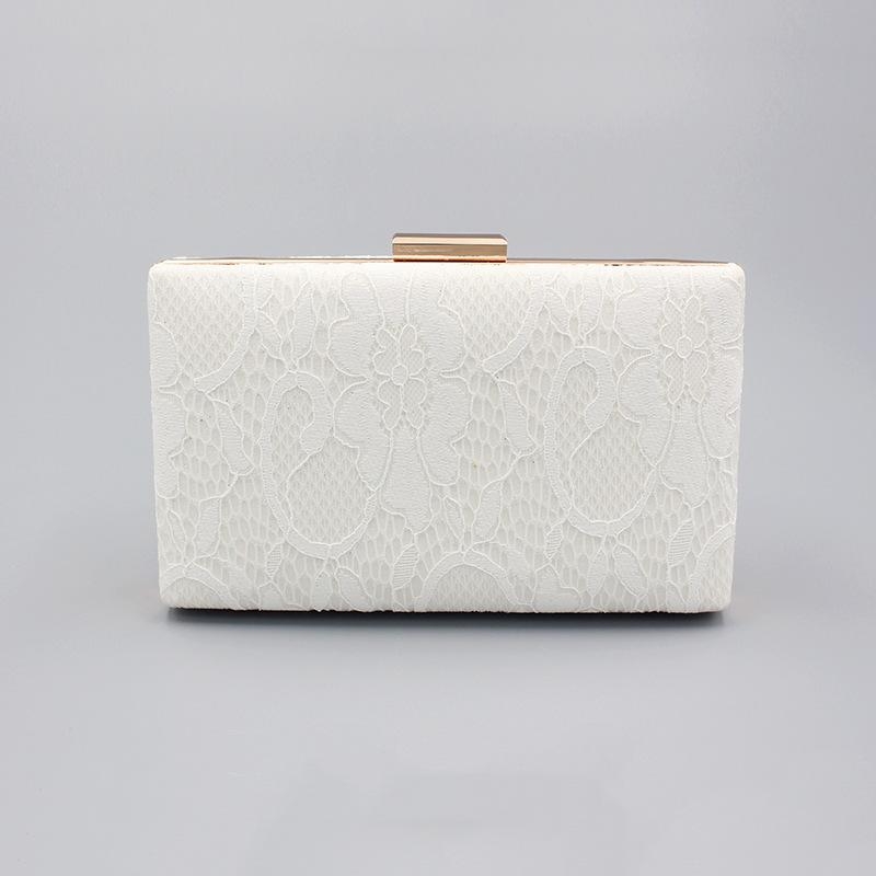 White Floral Lace Clutch Purse Wedding Purse Square Box Evening Bag