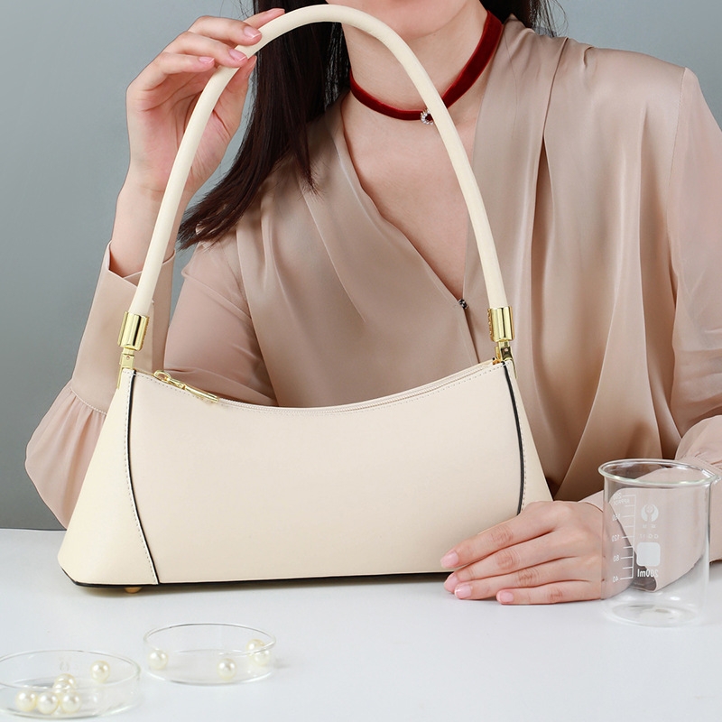 White Genuine Leather Shoulder Bags Vintage Women Purse