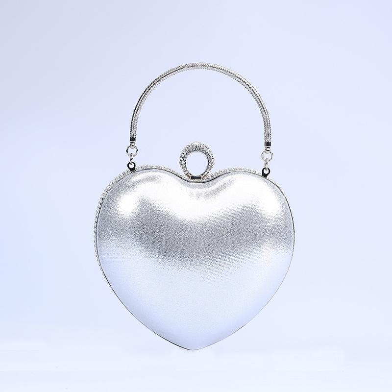 Gold Heart Shape Pearl Beaded Clutch Bag Rhinestone Evening Bag