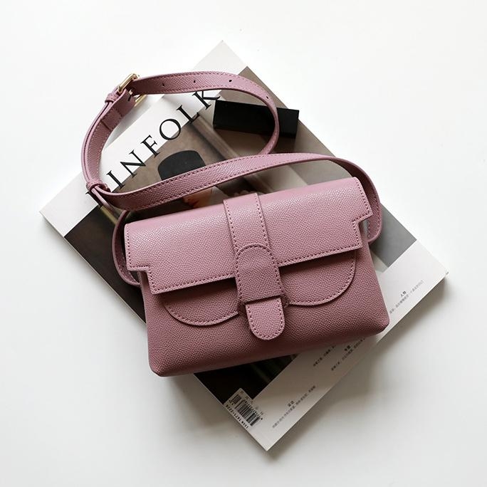 Purple Leather Convertible Flap Crossbody Belt Bag Retro Handbags