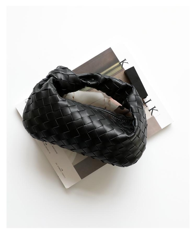 Black Leather Woven Handbags