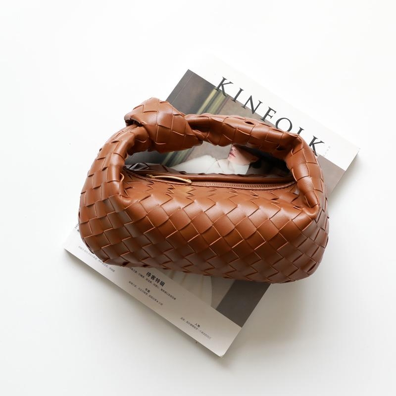 Apricot Leather Woven Handbags