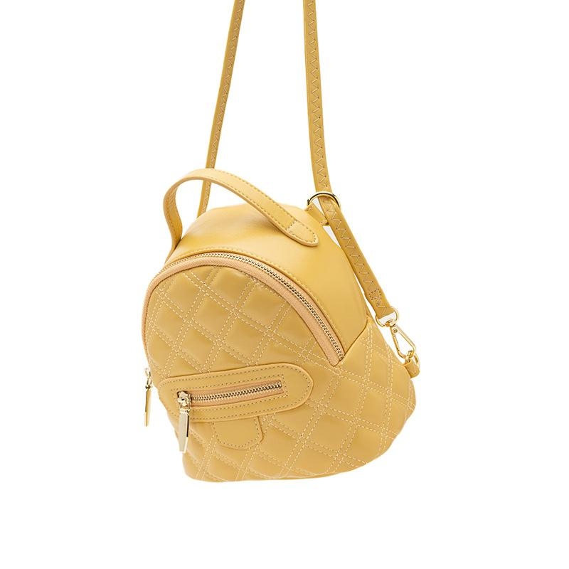 Pink Quilted Mini Backpack Zipper Crossbody Side Bag Women Handbag