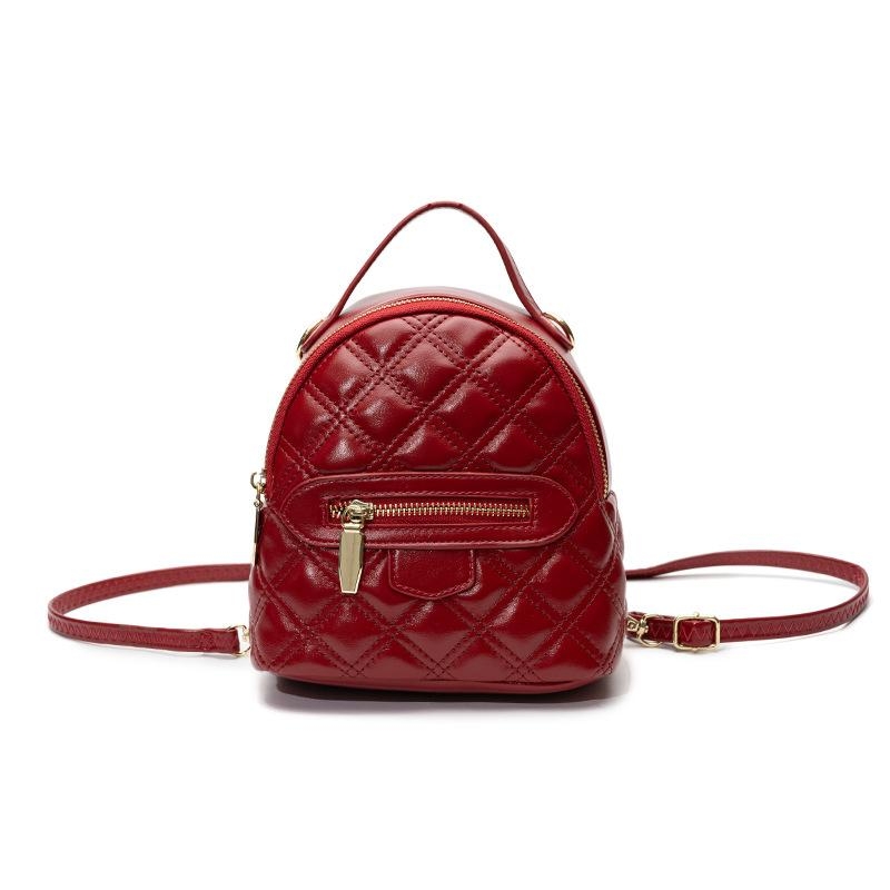 Black Quilted Mini Backpack Zipper Crossbody Side Bag Women Handbag