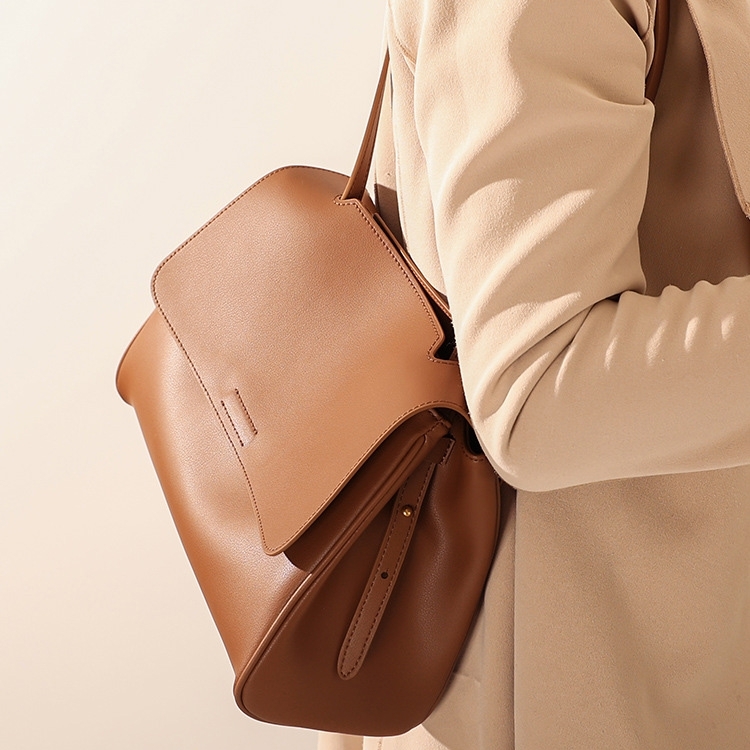 White Soft Leather Top-Handle Flap Satchel Shoulder Bags